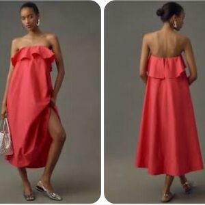 ANTHROPOLOGIE WOMANS PINK MIDI DRESS STRAPLESS SIZE M NWT